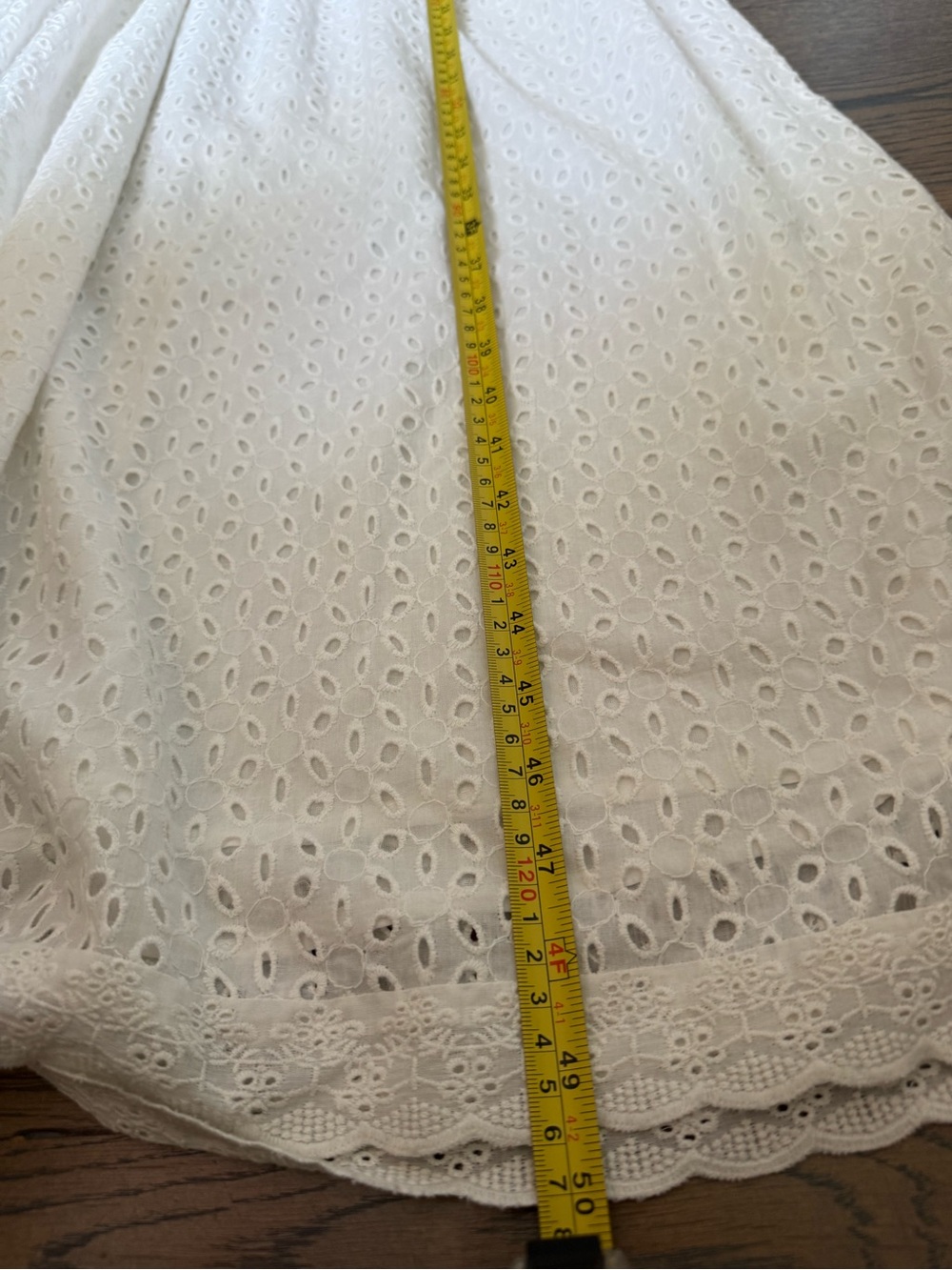 Free People White Eyelet Lace Button-Front Midi Dress with ruffle sleeves. SM - Picture 9 of 9